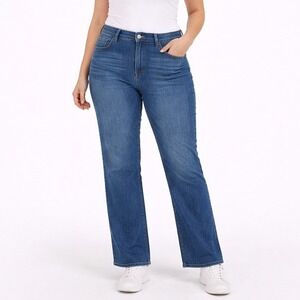 Judy Blue 20W Straight Fit Jeans High Rise Medium Wash Distressed Stretch Denim